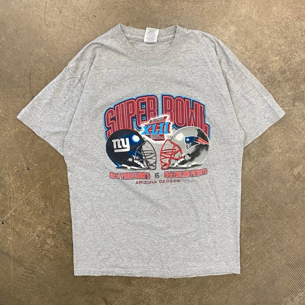 Vintage Super Bowl XLII New York Giants Vs New England Patriots NFL 2008 Shirt L